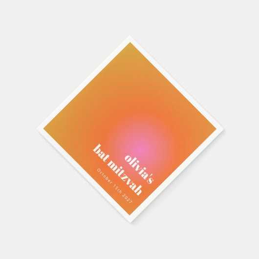 Retro Oranje Gradient Unique Bat Mitzvah Custom Servet (Hoek)