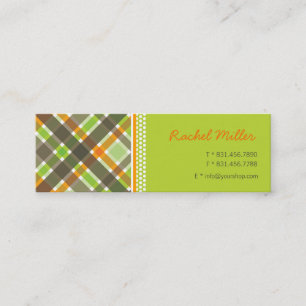 Retro Oranje Green Chic Pset Pattern-kaart Mini Visitekaartje