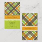 Retro Oranje Green Chic Pset Pattern-kaart Visitekaartje (Voorkant / Achterkant)