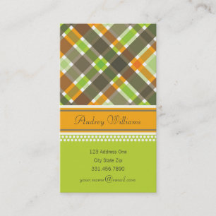 Retro Oranje Green Chic Pset Pattern-kaart Visitekaartje
