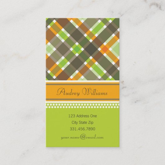 Retro Oranje Green Chic Pset Pattern-kaart Visitekaartje (Voorkant)