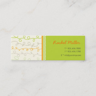 Retro Oranje Green Scribbles Patroonkaart Mini Visitekaartje