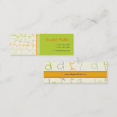 Retro Oranje Green Scribbles Patroonkaart Mini Visitekaartje (Voorkant / Achterkant)