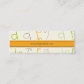 Retro Oranje Green Scribbles Patroonkaart Mini Visitekaartje (Achterkant)
