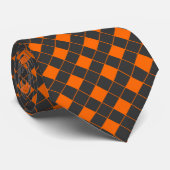 Retro Oranje grijs Japan Geometric Checker Patroon Stropdas (Opgerold)