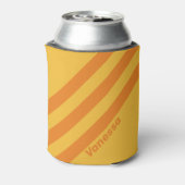 Retro Oranje Groef Drie Strepen met Naam Blikjeskoeler (Blikje Achterkant)