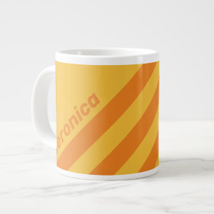 Retro Oranje Groef Drie Strepen met Naam Grote Koffiekop