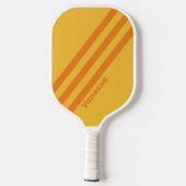 Retro Oranje Groef Drie Strepen met Naam Pickleball Paddle (Achterkant)