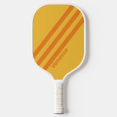 Retro Oranje Groef Drie Strepen met Naam Pickleball Paddle (Voorkant)