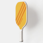 Retro Oranje Groef Drie Strepen met Naam Pickleball Paddle (Links)