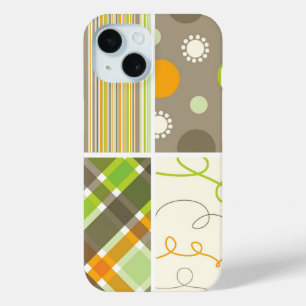 Retro Oranje groen geplakt patroonspatroon Stippen iPhone 15 Case