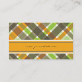 Retro Oranje groene cheques geplakt patroonmodel m Visitekaartje (Achterkant)