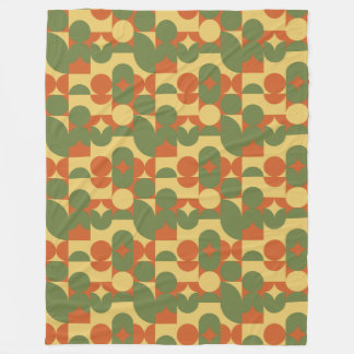 Retro oranje groene gele geometrische vormen fleece deken