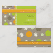 Retro Oranje groene Stippen Fun Patroonkaart Visitekaartje (Voorkant / Achterkant)