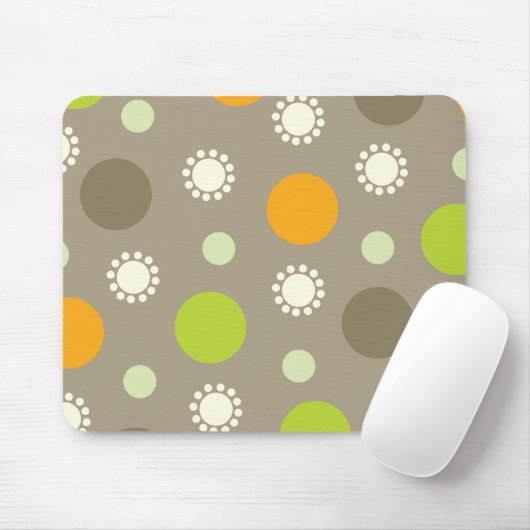 Retro Oranje Groene Stippen Patroon Aangepast Mous Muismat (Met muis)