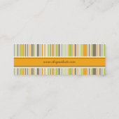 Retro Oranje Groene Stripes Patroonkaart Mini Visitekaartje (Achterkant)
