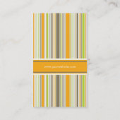 Retro Oranje Groene Stripes Patroonkaart Visitekaartje (Achterkant)