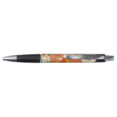 Retro Oranje Groove Floral Monogram Pen (Achterkant)