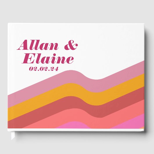 Retro Oranje Groovy 70's Gastboek Gastenboek (Voorkant)