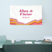 Retro oranje groovy 70's gastenboek spandoek (Beurs)