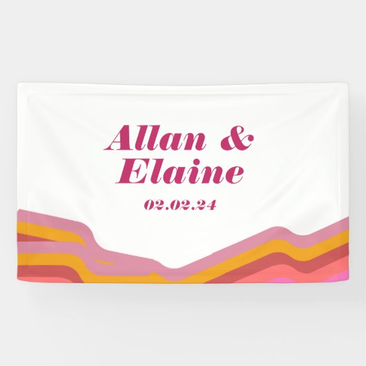 Retro oranje groovy 70's gastenboek spandoek (Horizontaal)