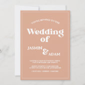 Retro Oranje Groovy 70's Geïnspireerd huwelijk Kaart (Voorkant)