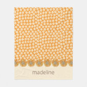 Retro Oranje Groovy Floral Fleece Blanket Deken (Voorkant)