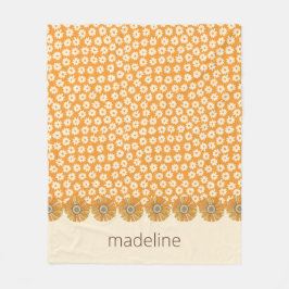 Retro Oranje Groovy Floral Fleece Blanket Deken