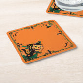 Retro Oranje Halloween Kartonnen Onderzetters (Schuin)