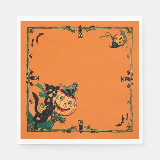 Retro Oranje Halloween Servet (Voorkant)