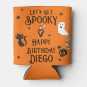 Retro Oranje Halloween Verjaardag "Let's Get Spook Blikjeskoeler (Voorkant)