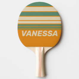 Retro Oranje Horizon Strepen met Naam Tafeltennisbatje