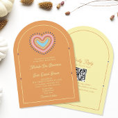 Retro Oranje huwelijksuitnodiging Kaart