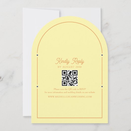 Retro Oranje huwelijksuitnodiging Kaart (Achterkant)