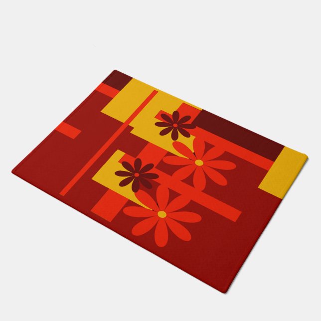 Retro oranje jaren '70 deurmat (Schuin)