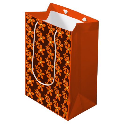 Retro oranje jaren '70 medium cadeauzakje (Voorkant Gekanteld)