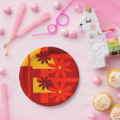 Retro oranje jaren '70 papieren bordje (Feest)