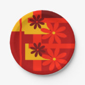 Retro oranje jaren '70 papieren bordje (Voorkant)