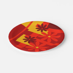 Retro oranje jaren '70 papieren bordje