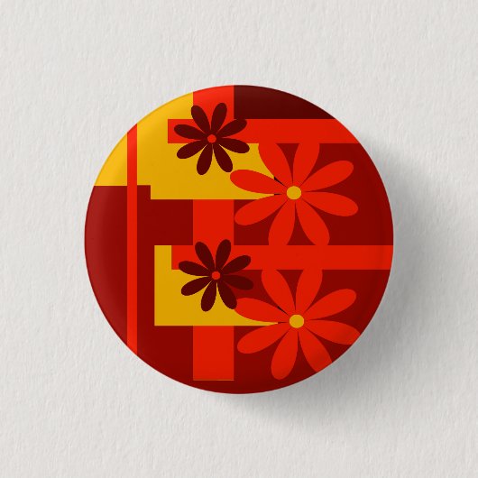 Retro oranje jaren '70 ronde button 3,2 cm (Voorkant)