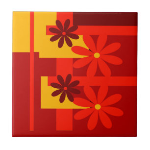 Retro oranje jaren '70 tegeltje