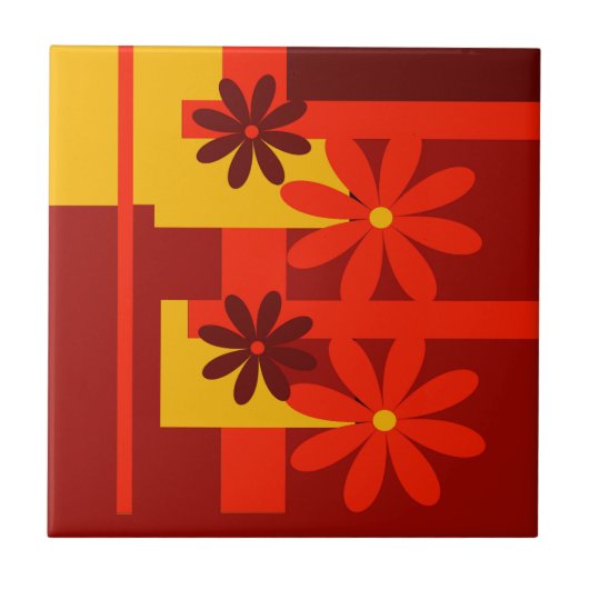 Retro oranje jaren '70 tegeltje (Voorkant)