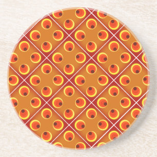 Retro oranje jaren '70 zandsteen onderzetter