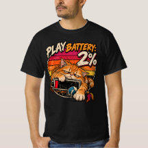 Retro Oranje Kat Spel Batterij 2% Humor