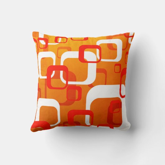 Retro Oranje Kubus Ontwerp Kussen (Achterkant)