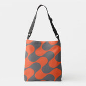 Retro Oranje Mod Golfpatroon Crossbody Tas (Achterkant)