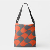 Retro Oranje Mod Golfpatroon Crossbody Tas (Voorkant)