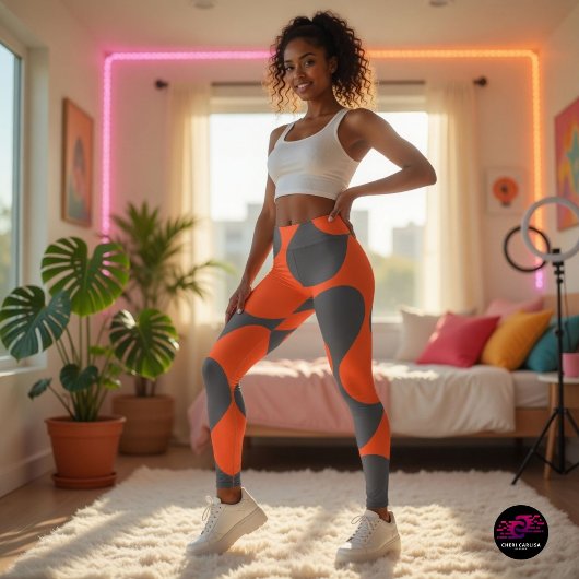 Retro Oranje Mod Golfpatroon Leggings
