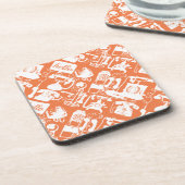 Retro Oranje of een kleurenpatroon Drankjes Onderzetter (Linkerzijde)