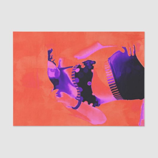  Retro Oranje Paars Girl Polka Dot Bikini Tissuepapier (Voorkant)